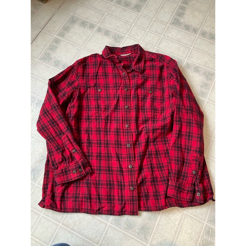 Duluth Trading Co Shirt Lumberjack 2XLCotton Red Plaid Button Down Flannel Shirt